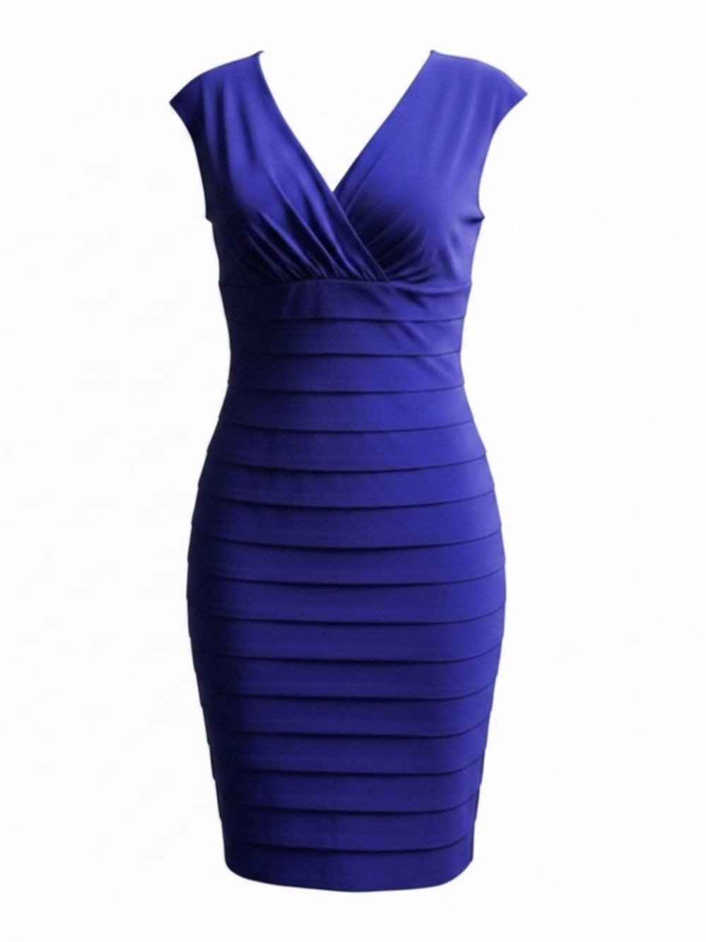 American Living 12 blue purple deep v neck layered bandage empire waist‎ dress